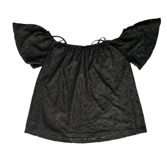 Charlotte Russe Off Shoulder Top Women's Small Black Lace Prairie Whimsygoth SEE - Picture 5 of 8